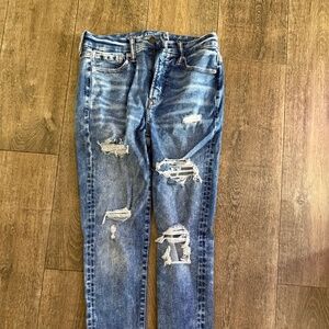 American Eagle High Rise Jeggings Ripped Luxe Jeans Size 4